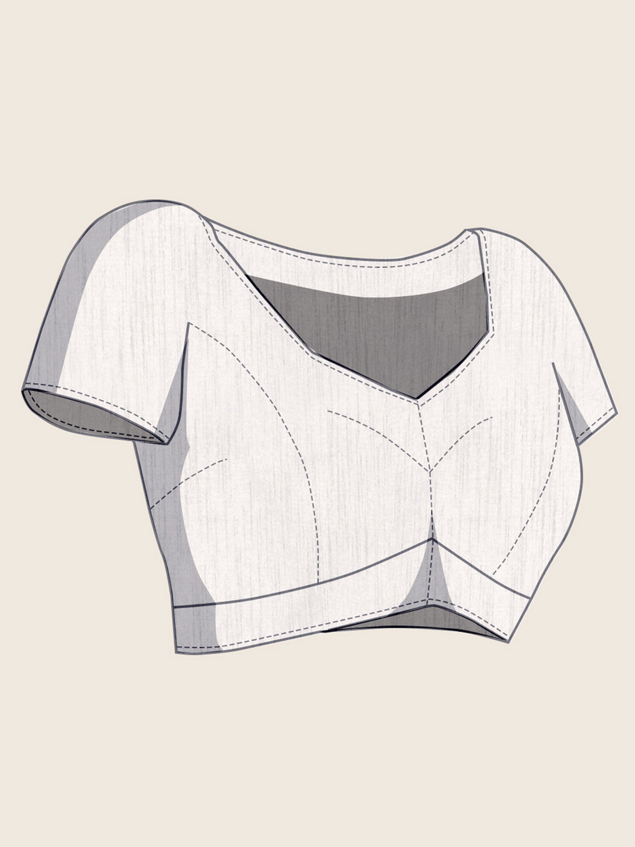 Table Printed Designer Hand Work Off White Blended Coton Saree