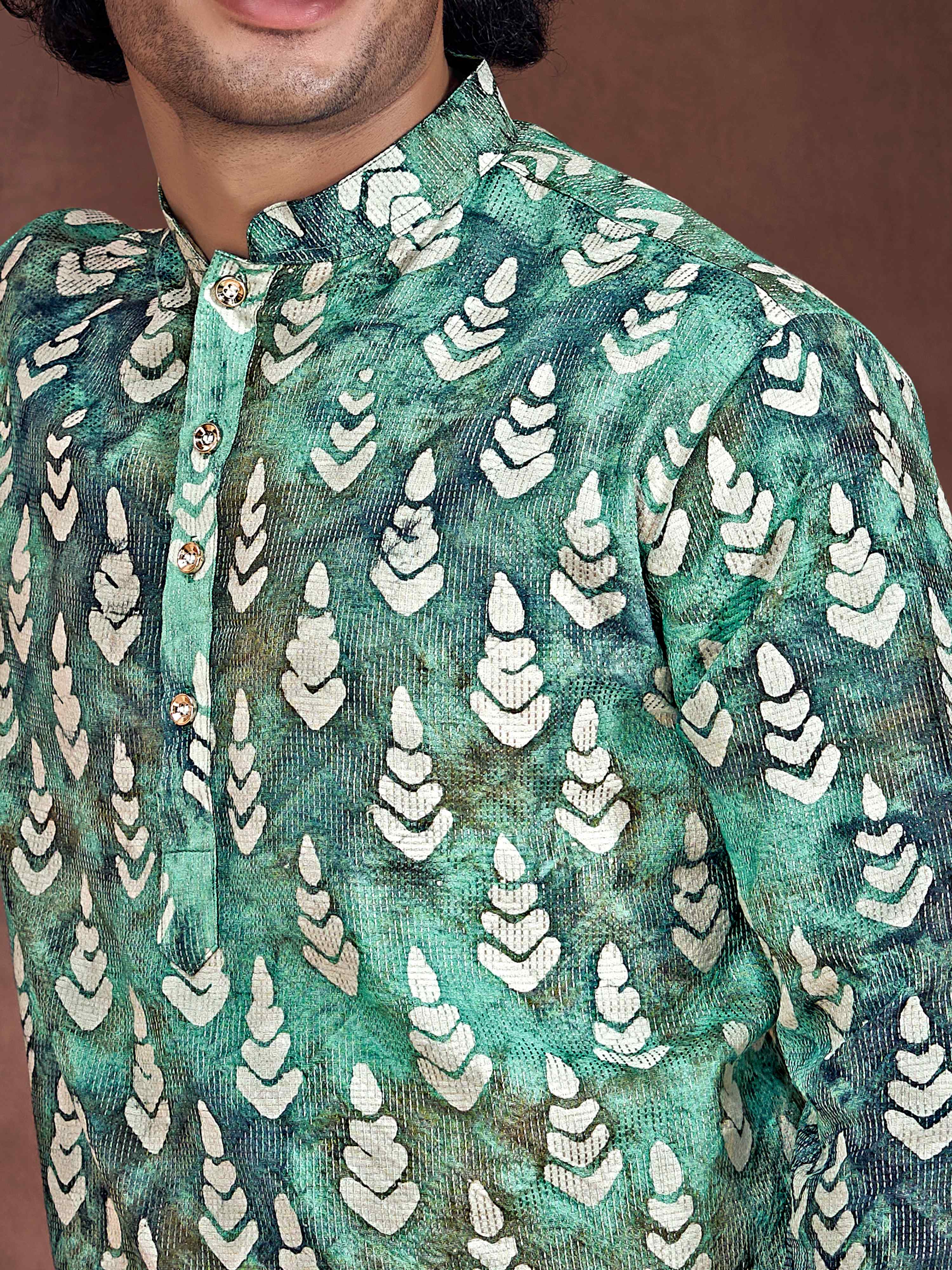 Teal Color Stylish Kurta Payjama for Men – Contemporary Festive Outfit