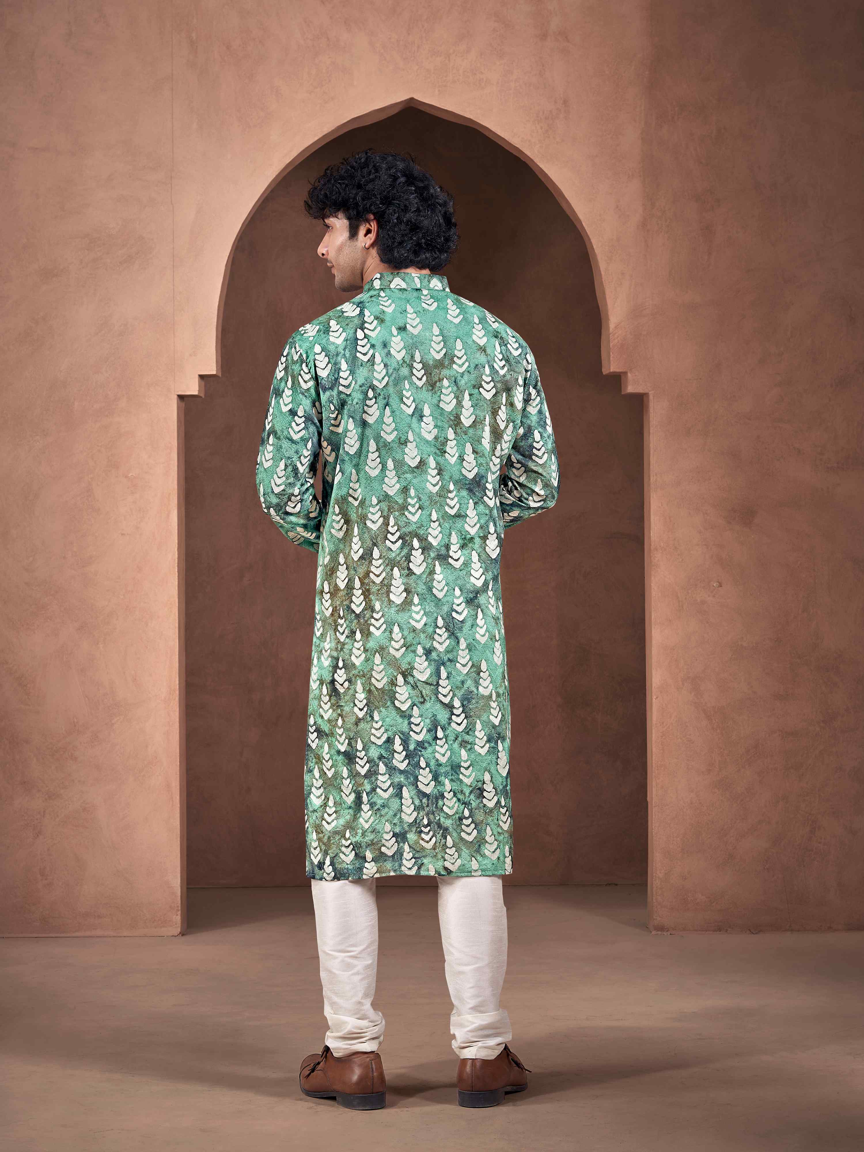 Teal Color Stylish Kurta Payjama for Men – Contemporary Festive Outfit