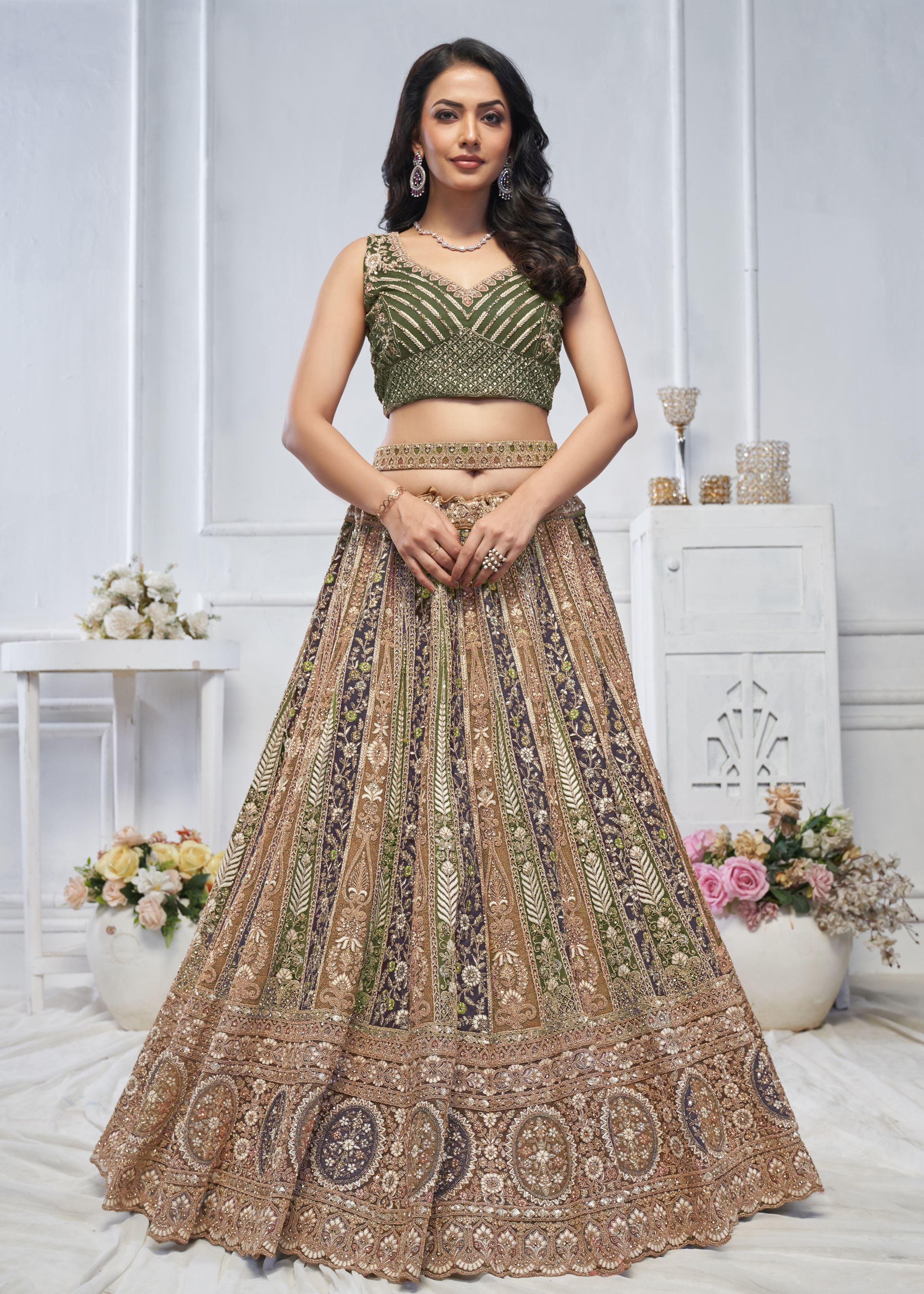 The Grandeur Green Bridal Lehenga Choli