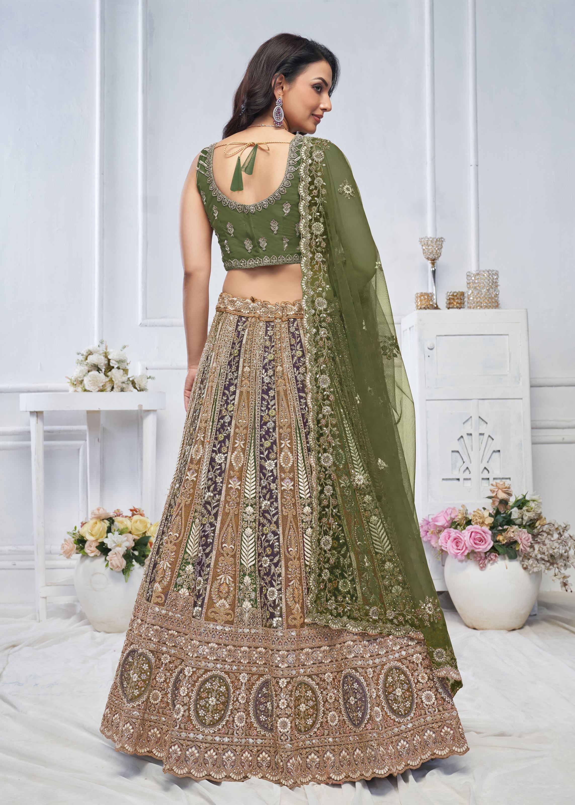 The Grandeur Green Bridal Lehenga Choli