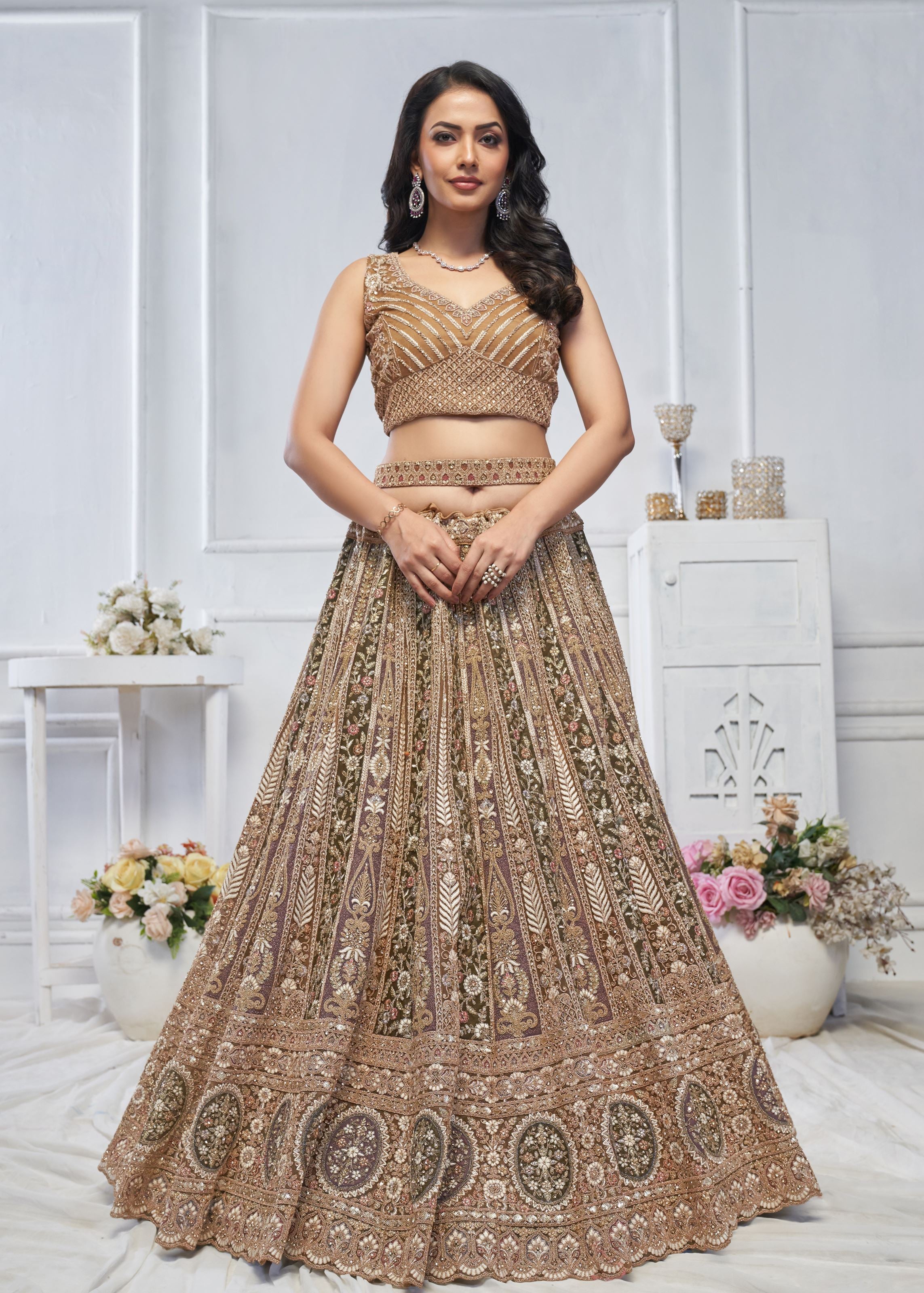 The Majestic Brown Bridal Lehenga Choli