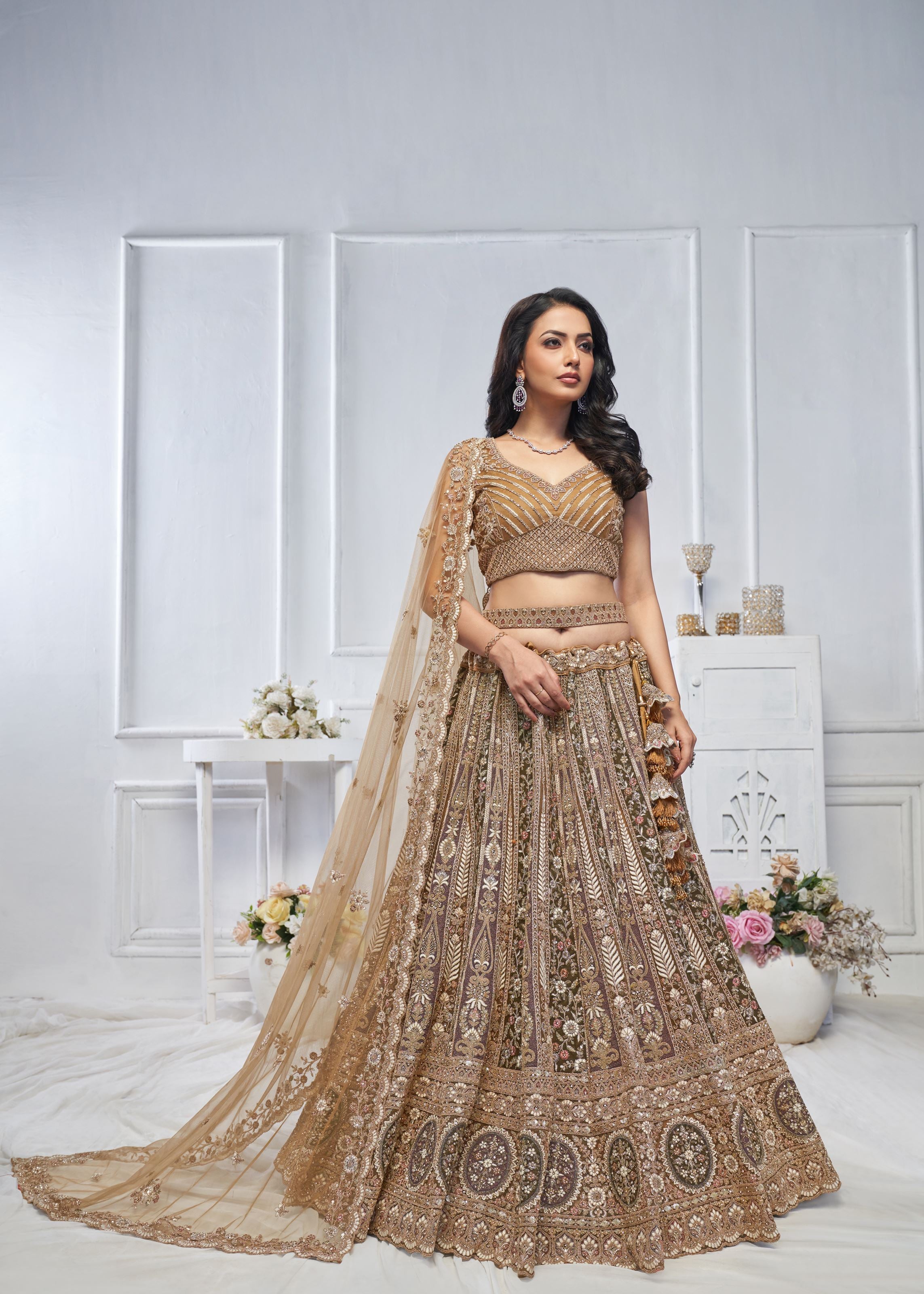 The Majestic Brown Bridal Lehenga Choli