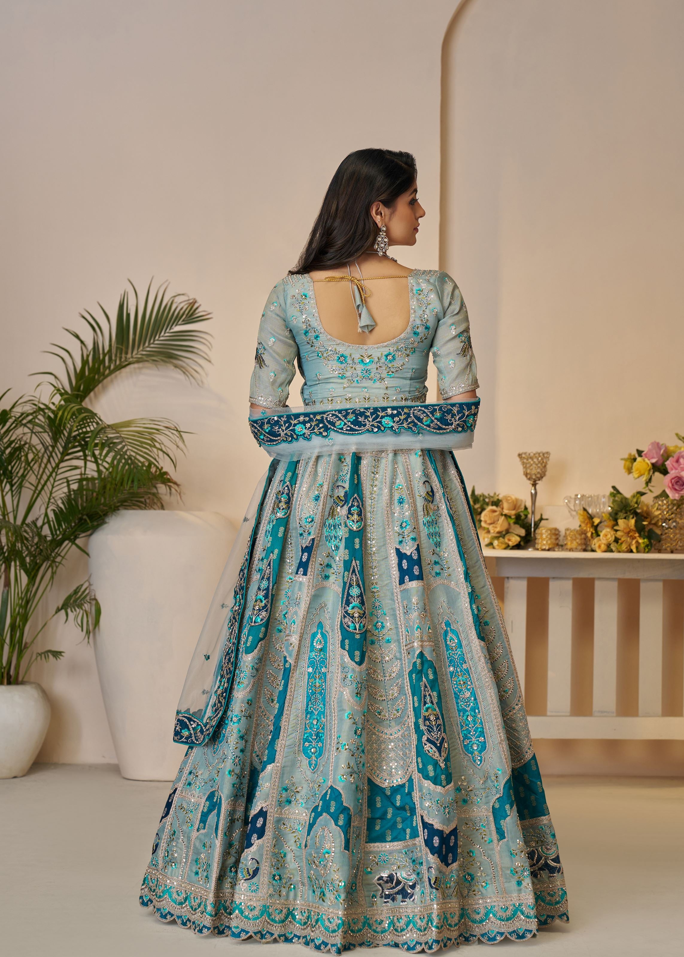 The Rajsi Haathi Collection: Marvelous Blue Indian Bridal Lehenga