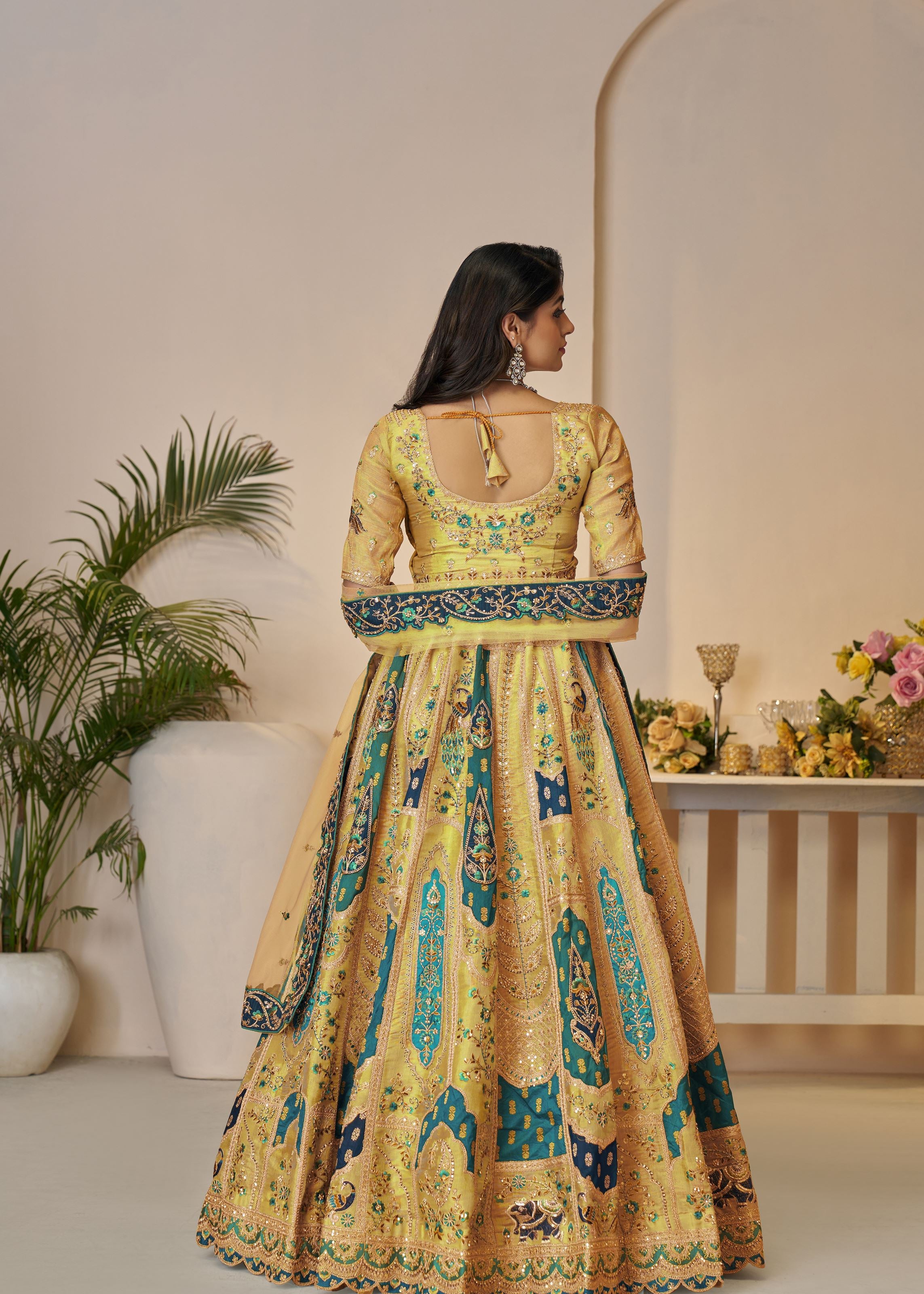 The Rajsi Haathi Collection: Stunning Yellow Banarasi Lehenga