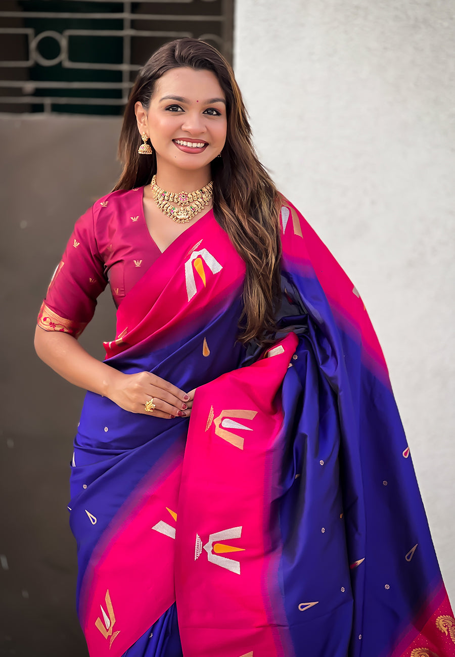 Traditional Woven Balaji Tilak Designer Woven Soft Silk Blue Saree