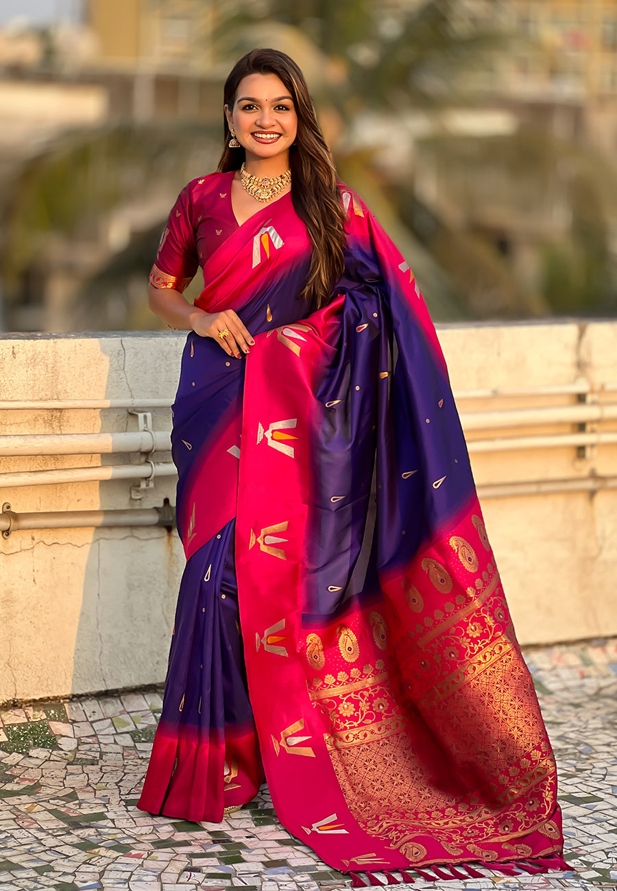 Traditional Woven Balaji Tilak Designer Woven Soft Silk Blue Saree