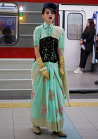 Turquoise Saree With Jacquared Woven Work