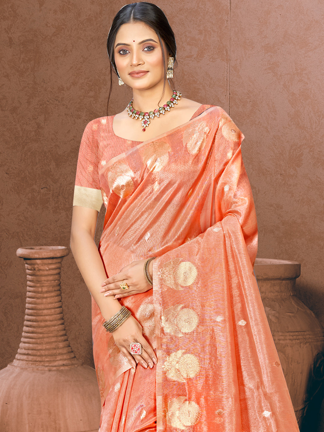 Vibrant Golden Munga kota Festival Saree for Women