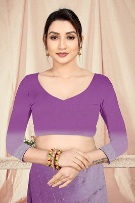 Violet Chiffon Saree With  Swarovski Diamond Work