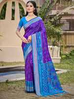 Violet Pochampalli Silk Woven Designer Ethnic Partywear Saree