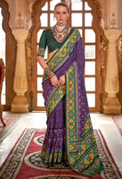 Violet Silk Saree With  Digital Patola Print