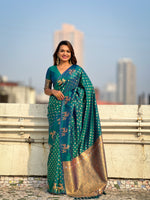 Weaving Dual Jari Designer Rama Soft Silk Ethnic Saree