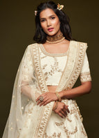 White Art Silk Lehenga Choli With Thread, Zari, Dori and Sequins Embroidery Work