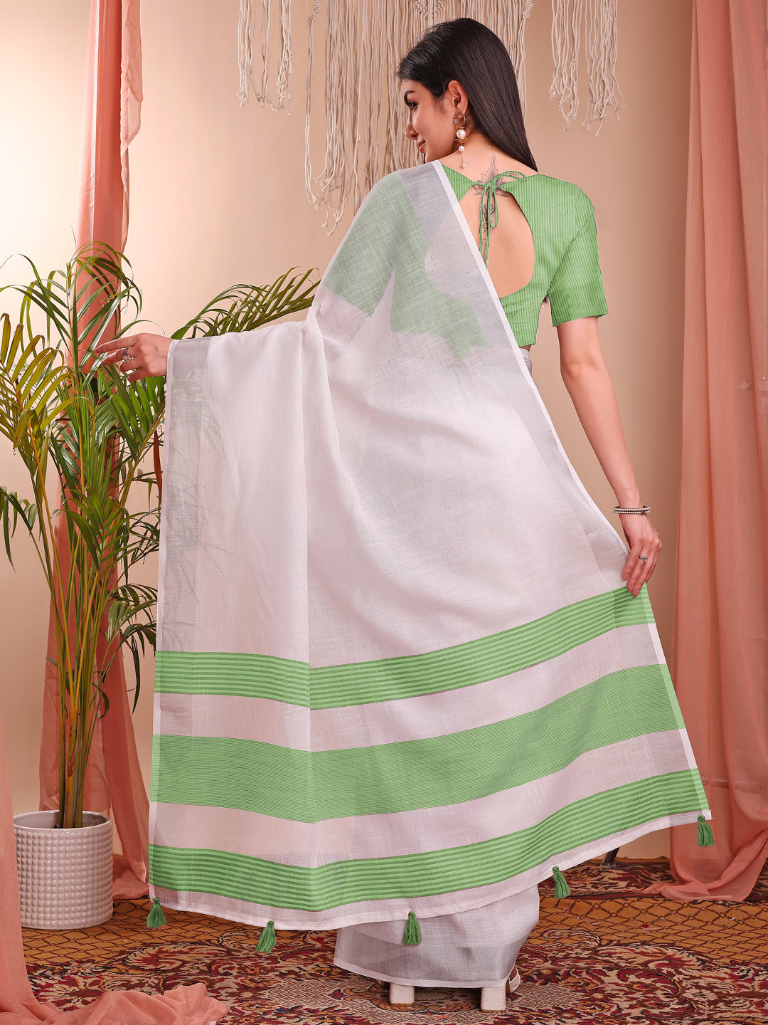 White Beautiful Summer Special Sophisticated Ethnic Saree