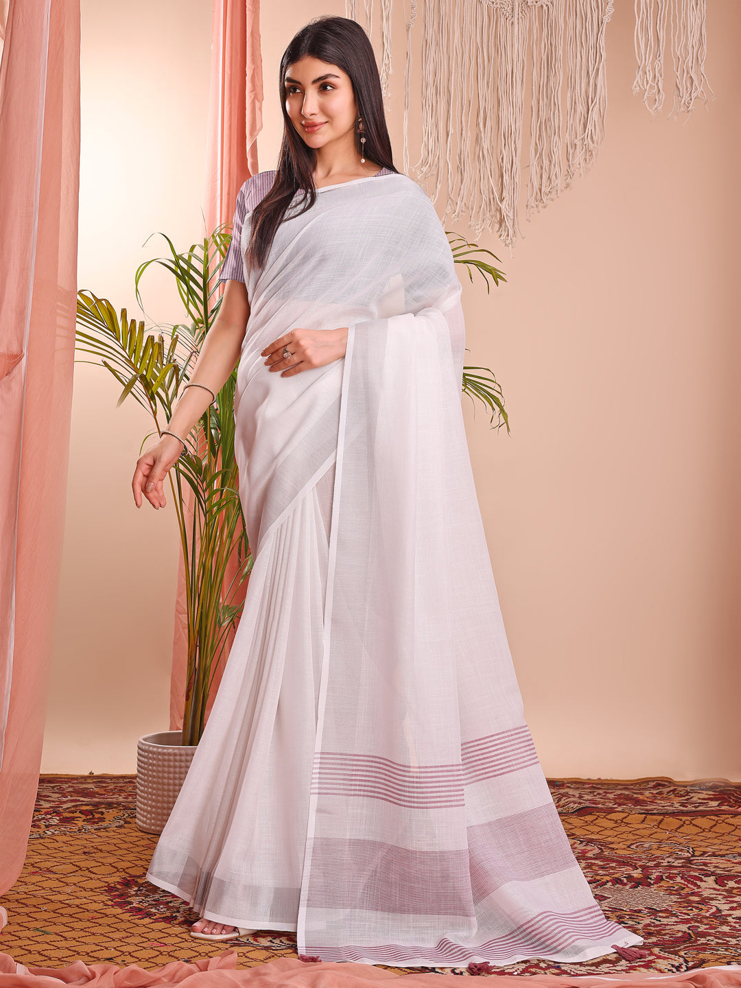 White Beautiful Summer Special Sophisticated Ethnic Saree