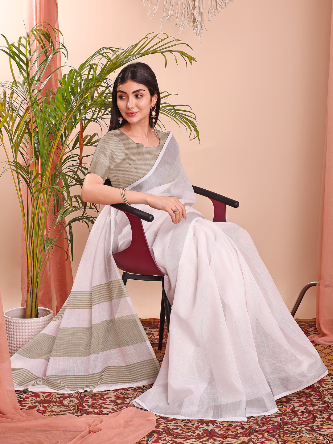White Beautiful Summer Special Sophisticated Ethnic Saree