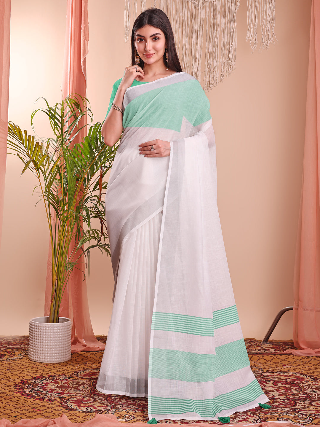 White Beautiful Summer Special Sophisticated Ethnic Saree