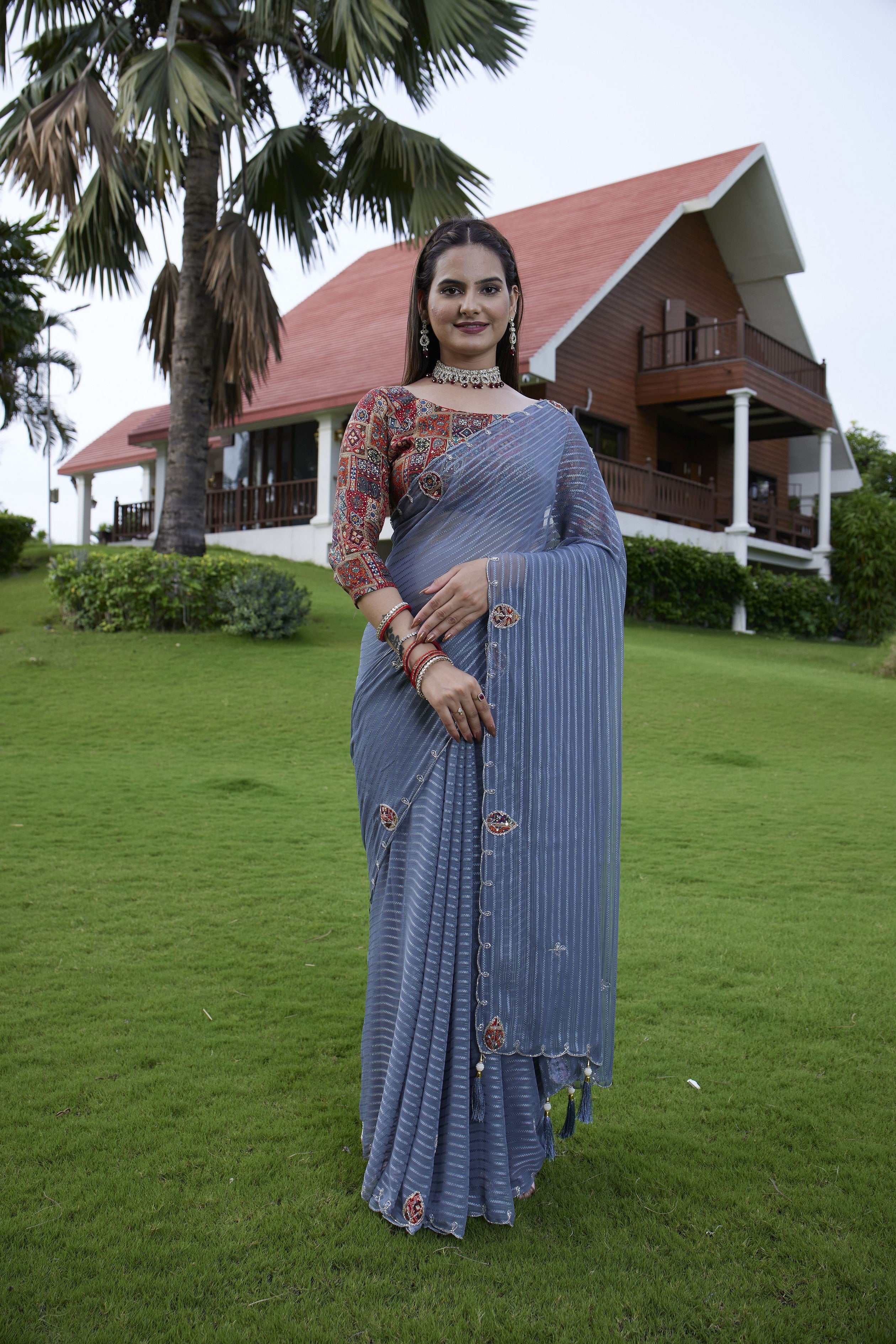 White Beautiful Summer Special Sophisticated Ethnic Saree