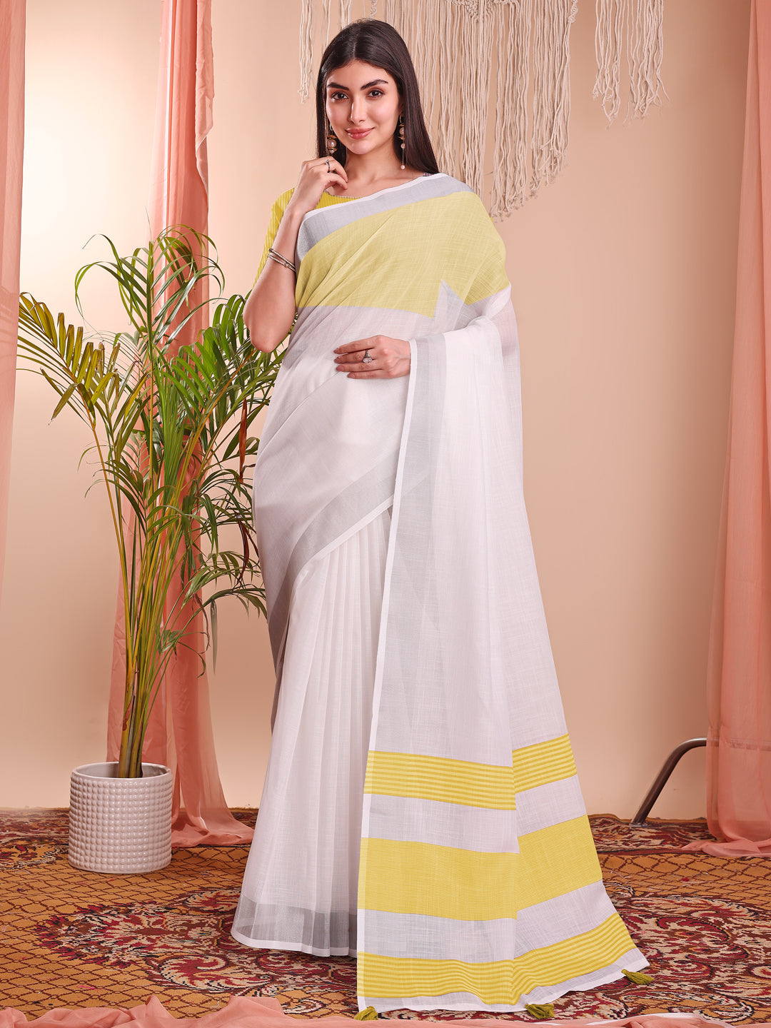 White Beautiful Summer Special Sophisticated Ethnic Saree