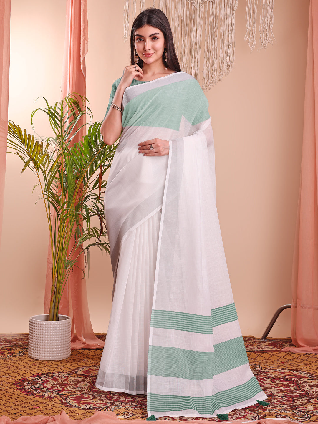 White Beautiful Summer Special Sophisticated Ethnic Saree