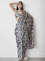 White Chinon Designer Digital Printed Ready To Wear Saree