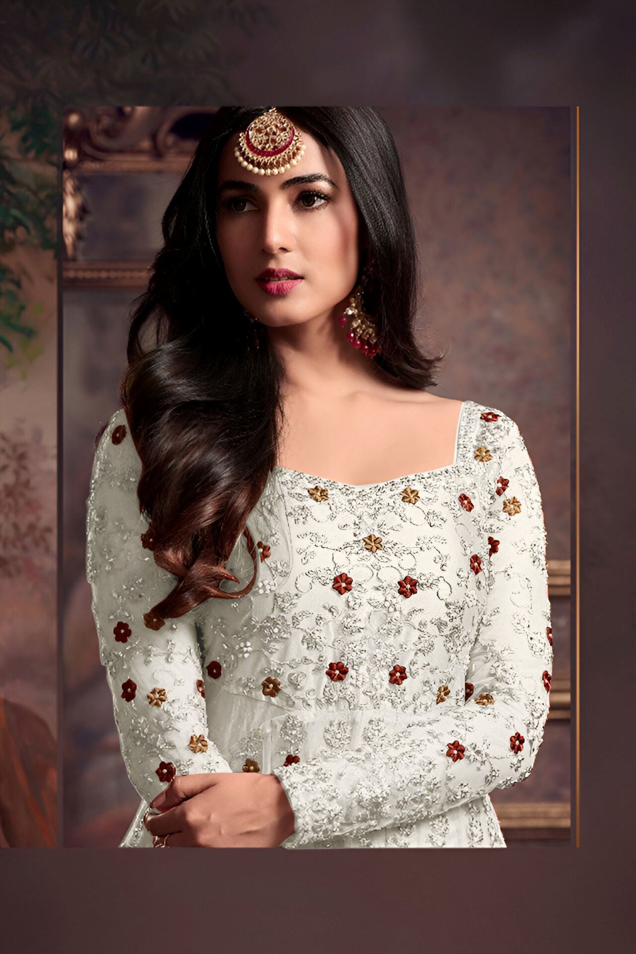 White Heavy Designer Suit With Heavy Embroidery Work