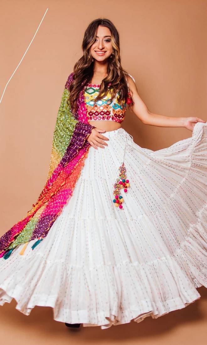 White Lehenga Choli With Embroidery Work