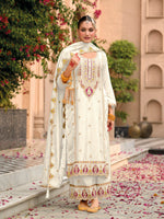 White Palazzo Style Salwar Suit With Heavy Embroidery Work