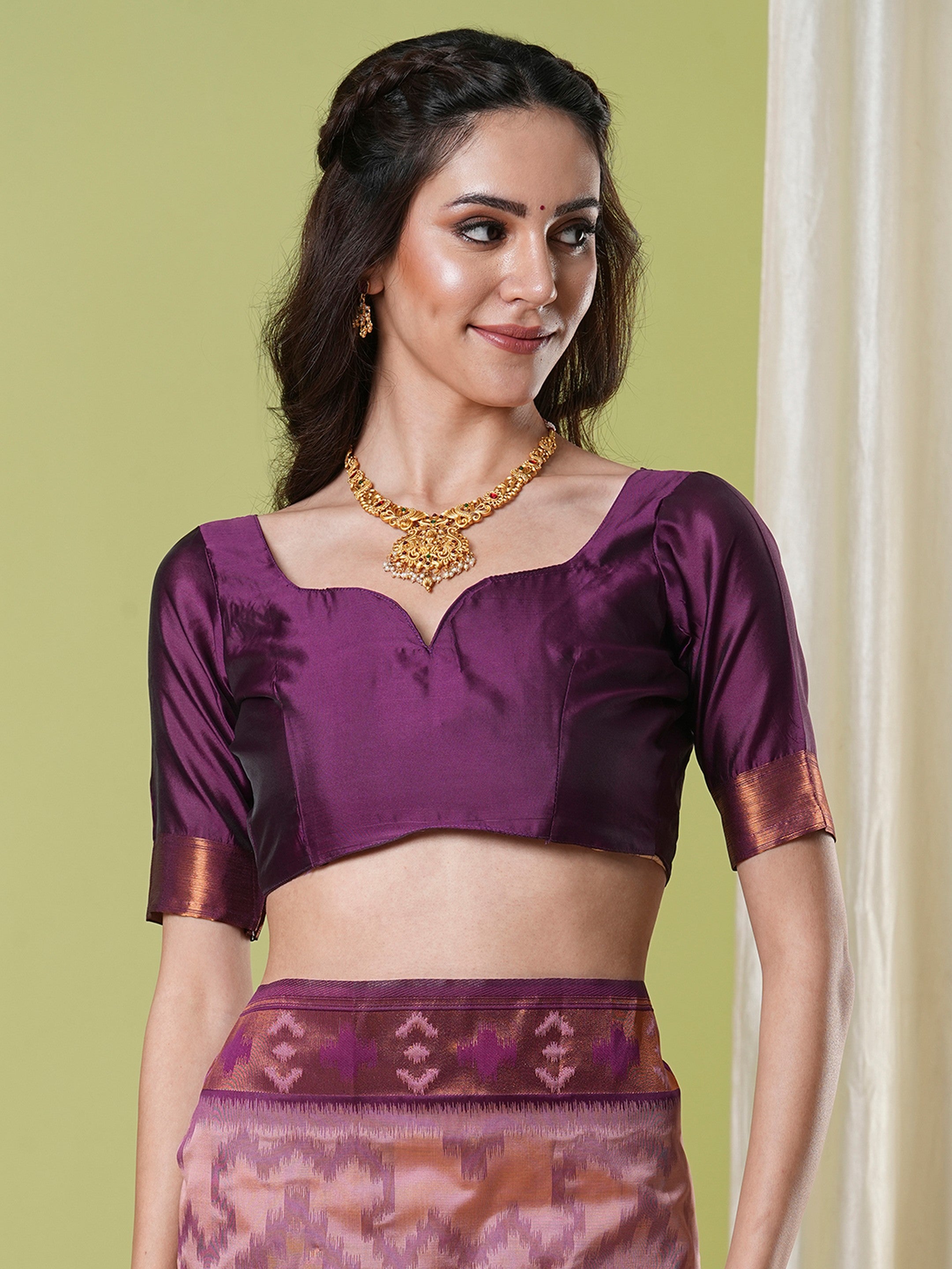 Wine Banarasi Silk Woven Jacquard Designer Saree