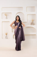 Wine Beautiful Bollywood Style Satin Fabic Ready To Wear Saree