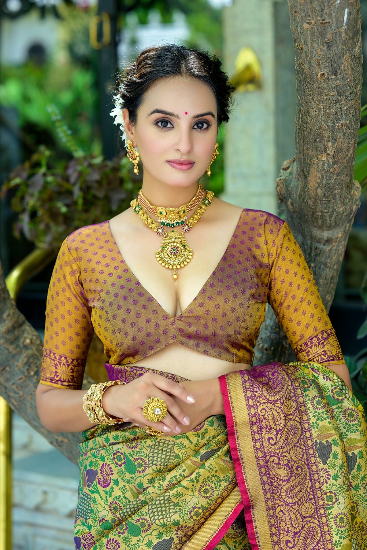Wine Kanjivaram Saree with Zari Woven Design and Pallu