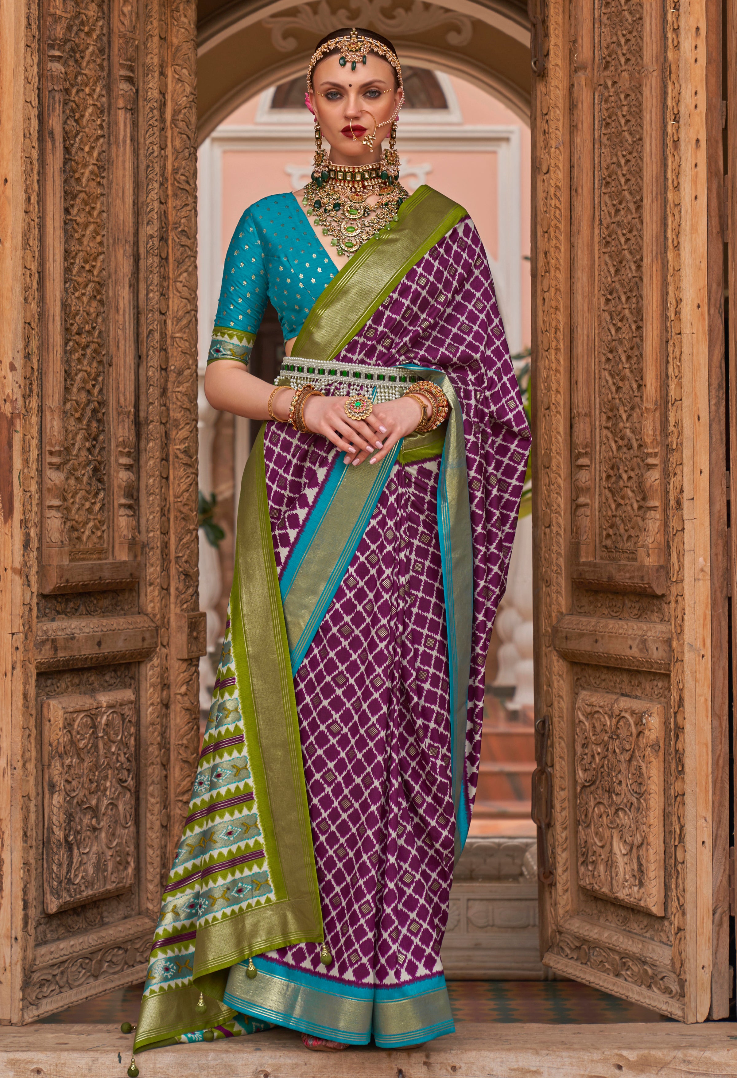 Wine PV Silk Saree with  Printed