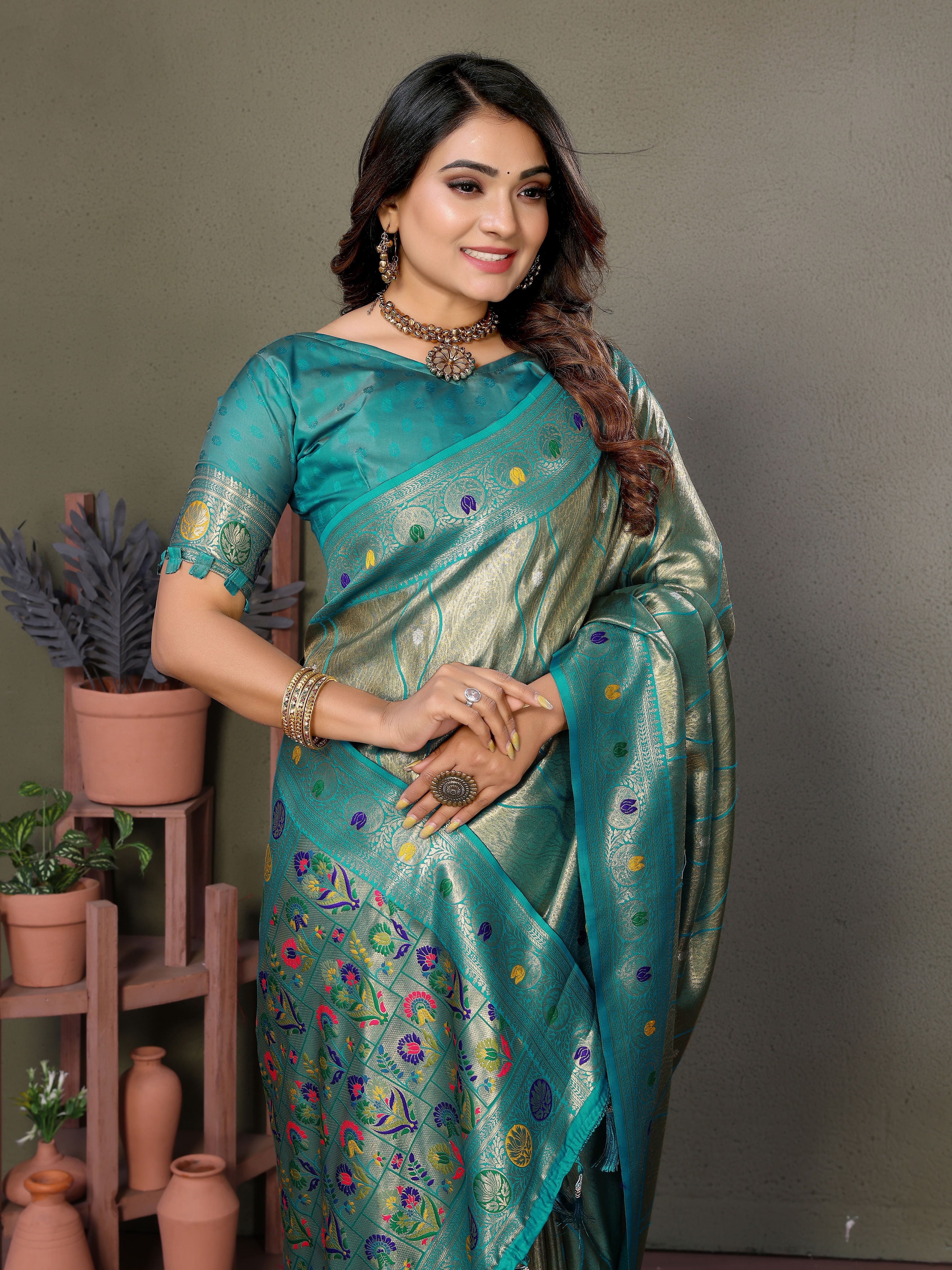 Woven Heavy Designer Banarasi Tissue Silk Grey Ethnic Ceremonial Saree