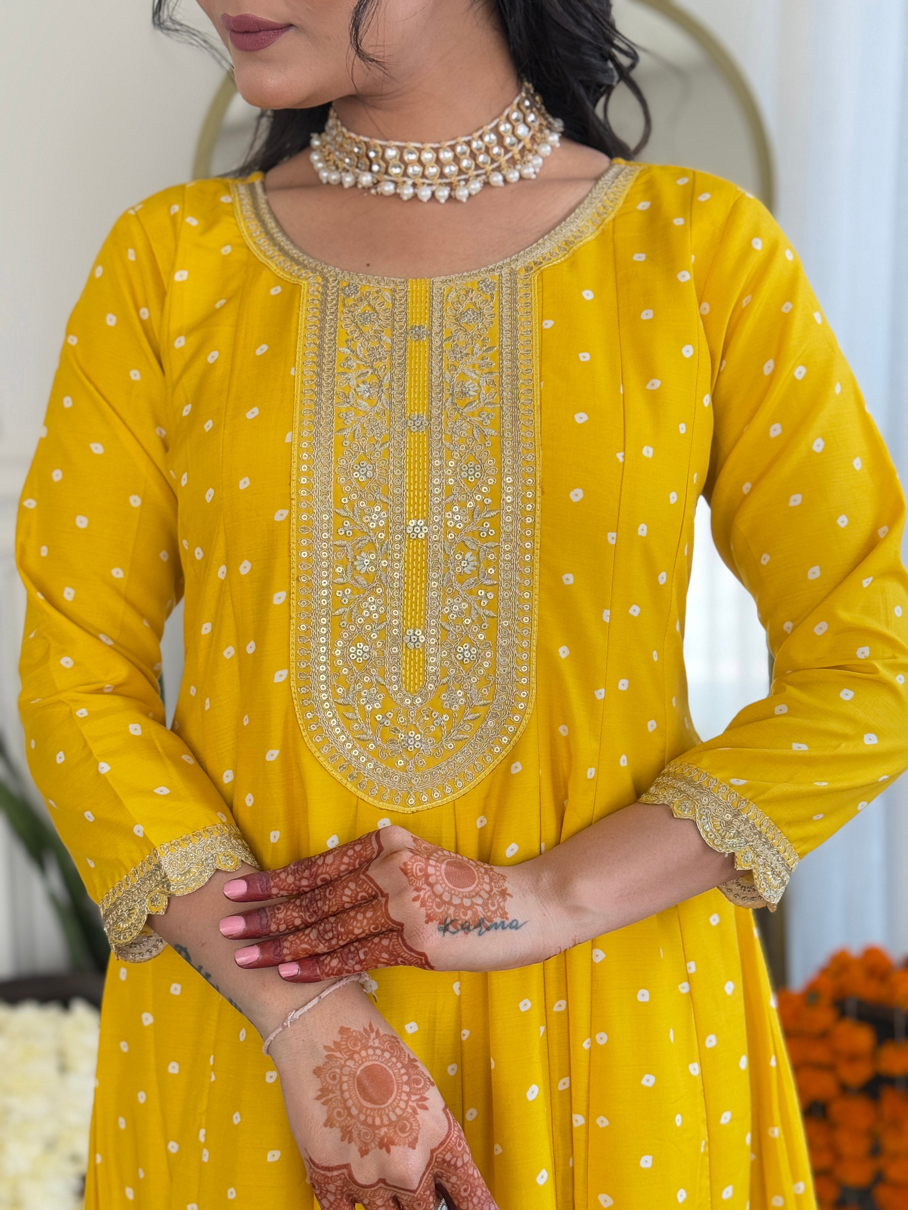 Yellow Art Silk Elegant Kurta Pant Set With Embroidery Work