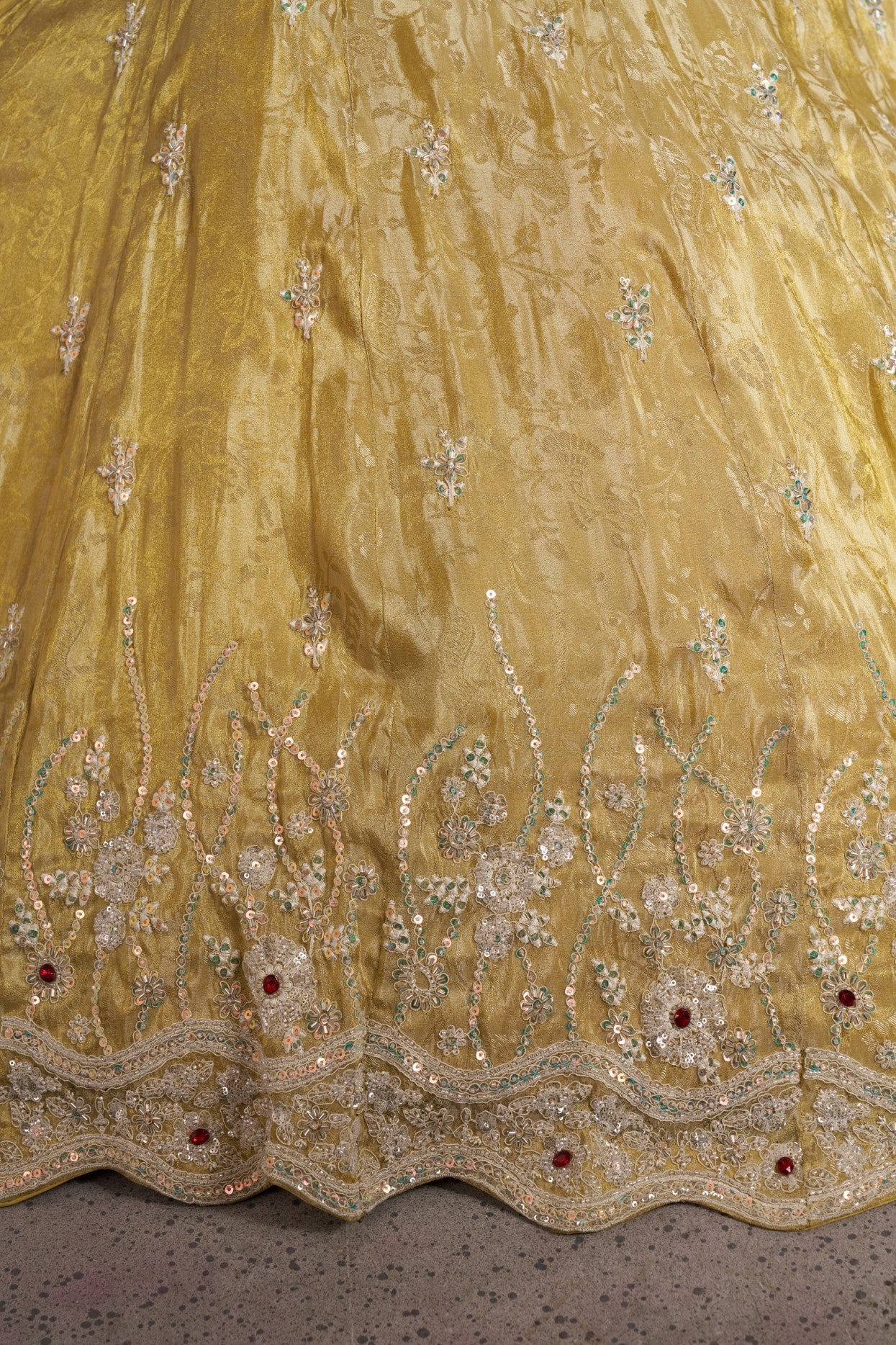 Yellow Banarasi Tissue Haldi Special Designer Lehenga Choli