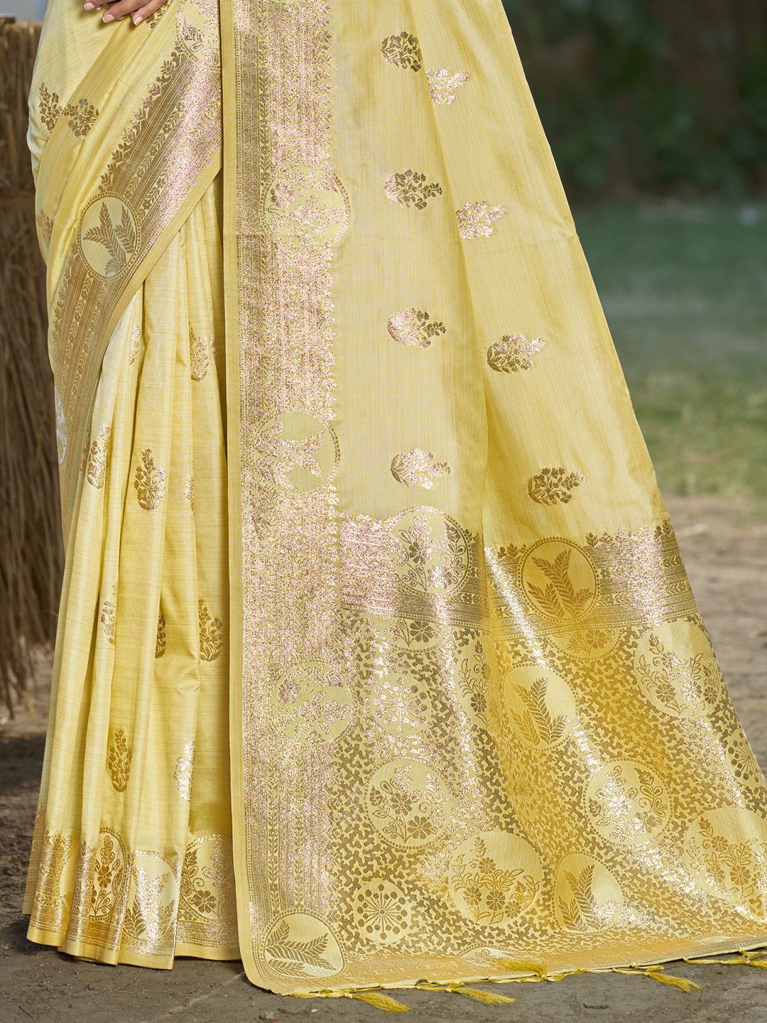 Yellow Color Banarasi Silk Traditional Wear Saree