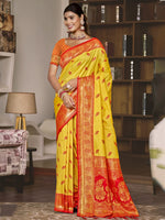 Yellow Color Jacquard Silk Saree
