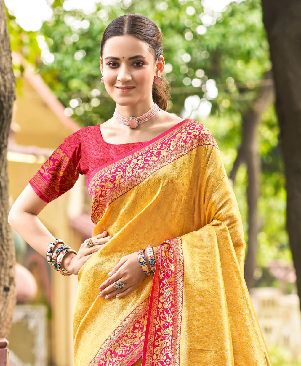 Yellow Color Kanjivaram Silk Saree With Elegant Flow and Traditional Feel