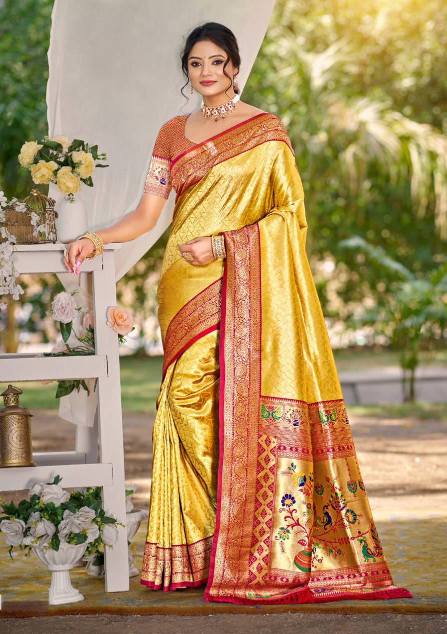 Yellow Color Kanjivaram Silk Saree With Heritage Vibes and Modern Appeal