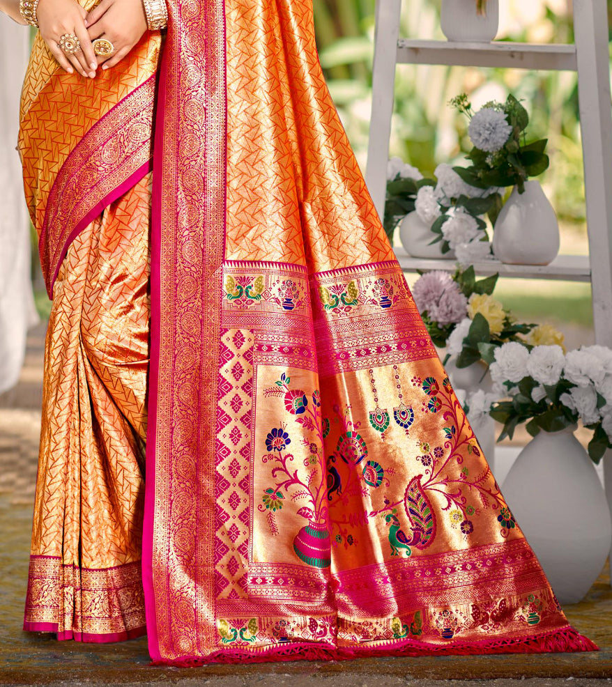 Yellow Color Kanjivaram Silk Saree With Timeless Grace and Elegant Charm