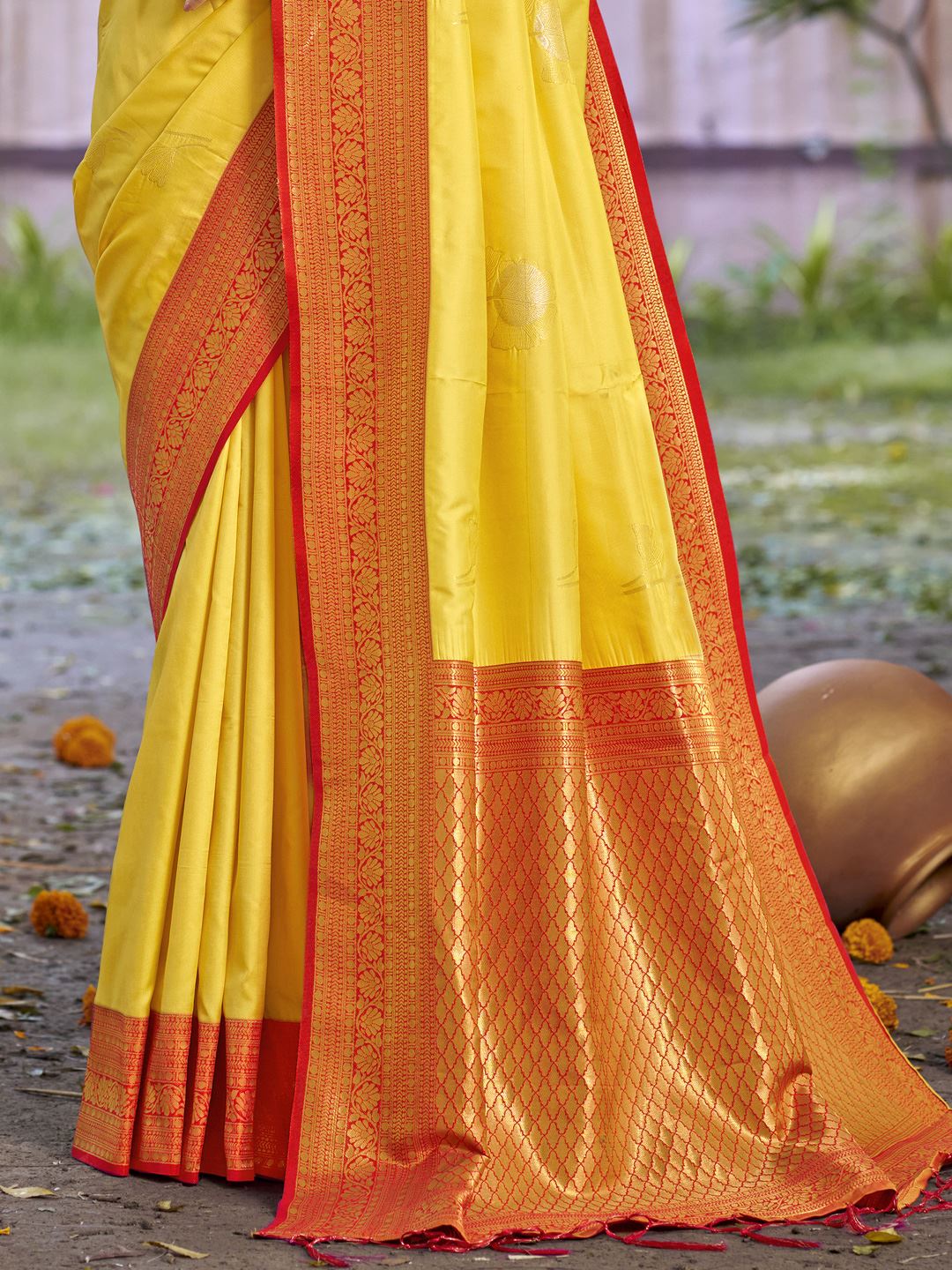Yellow Color Silk Weaving Classic  Saree