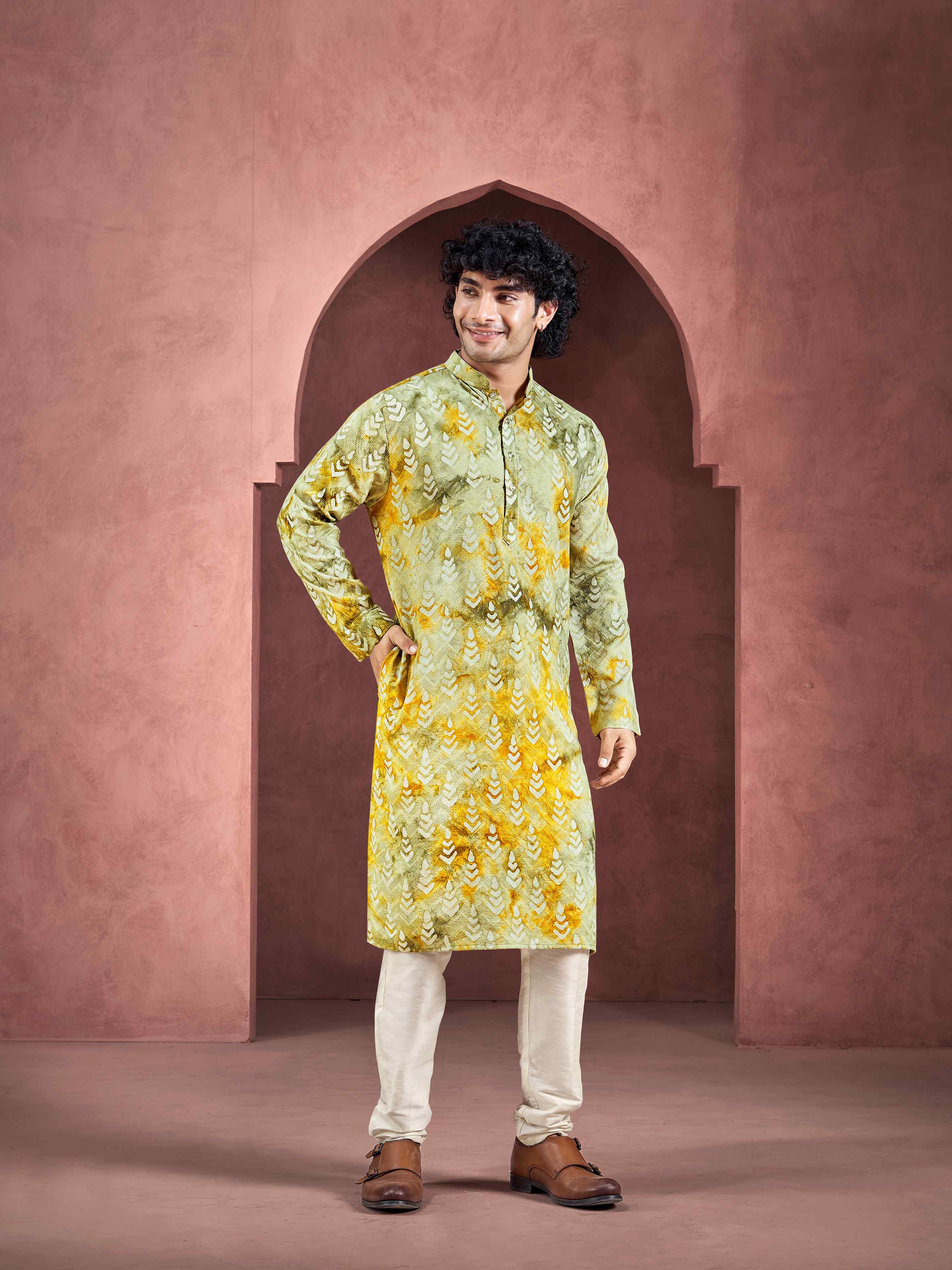 Yellow Color Stylish Kurta Payjama for Men – Bright and Trendy Choice