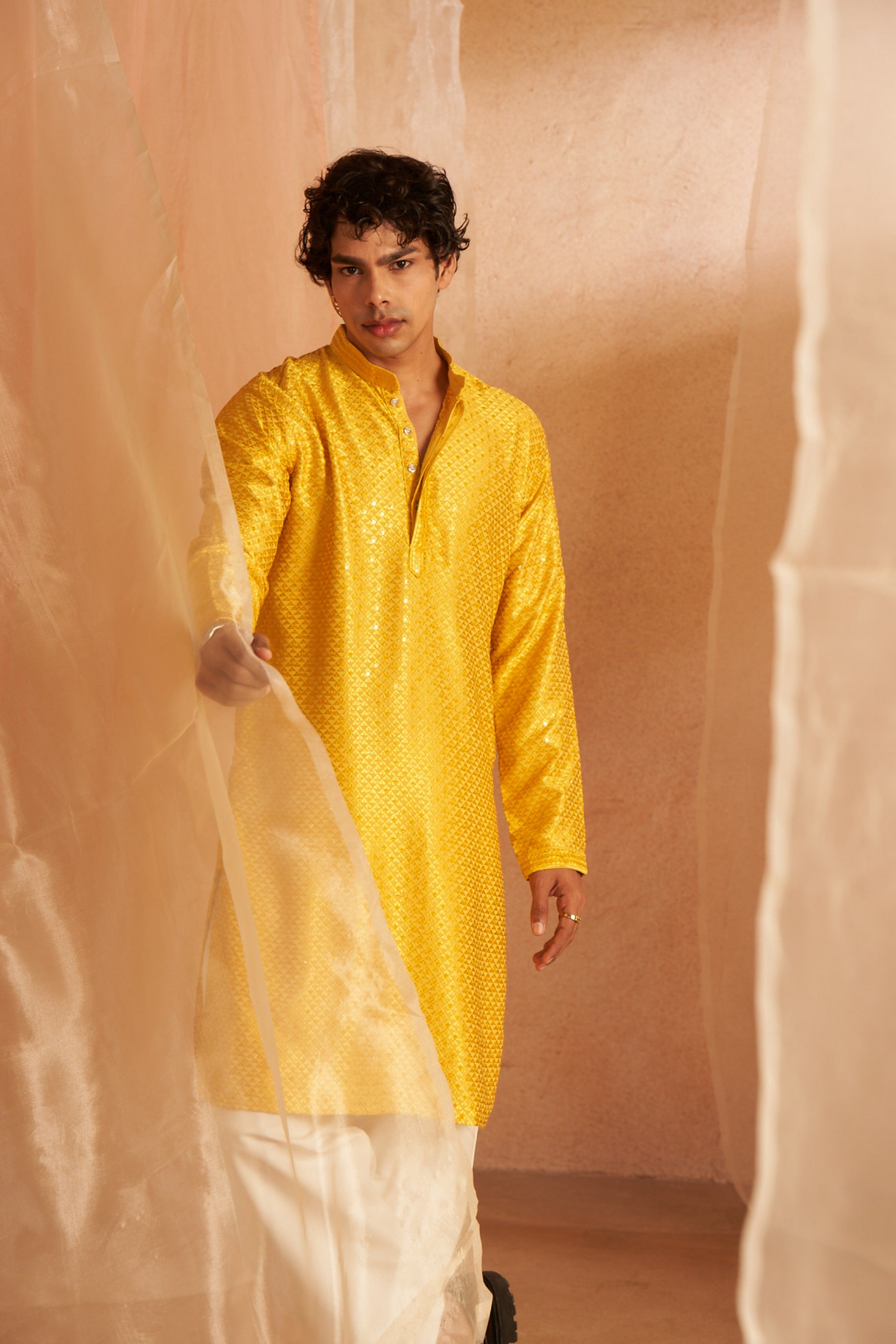 Yellow Color Viscose Kurta Payjama with Elegant Chikankari Embroidery – Perfect for Festive Occasions