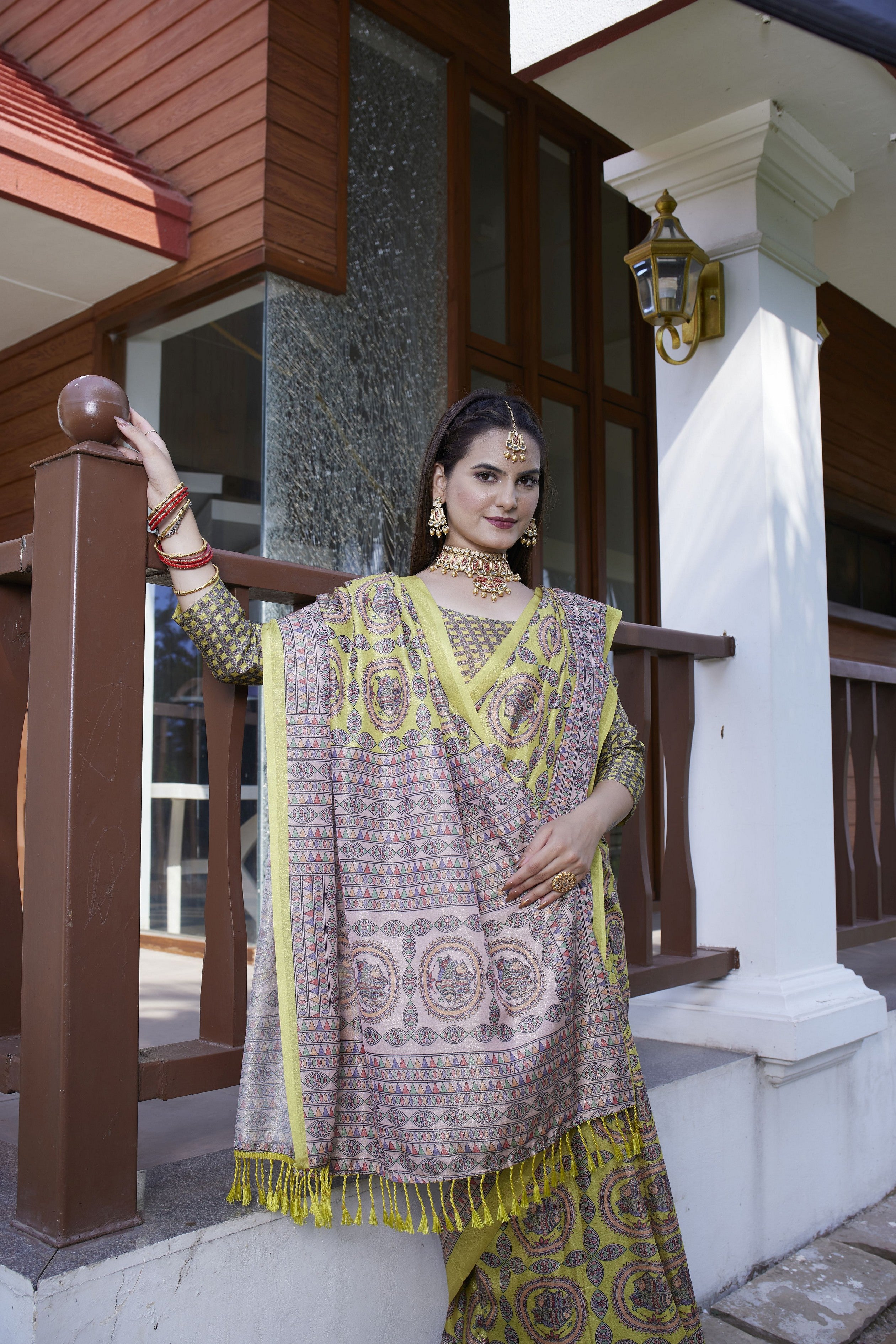 Yellow Crepe Designer Partywear Saree