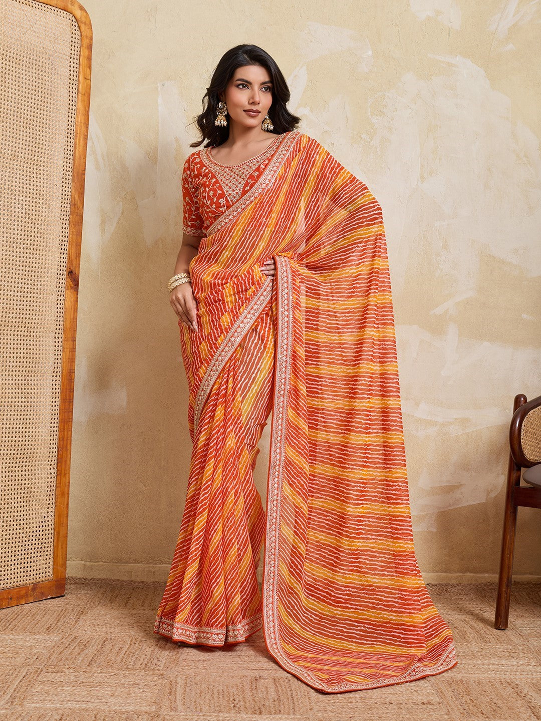 Yellow Georgette Saree With Printed Premium Classic Saree