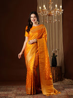 Yellow Glamorous Jacquard Designer Satin Silk Saree