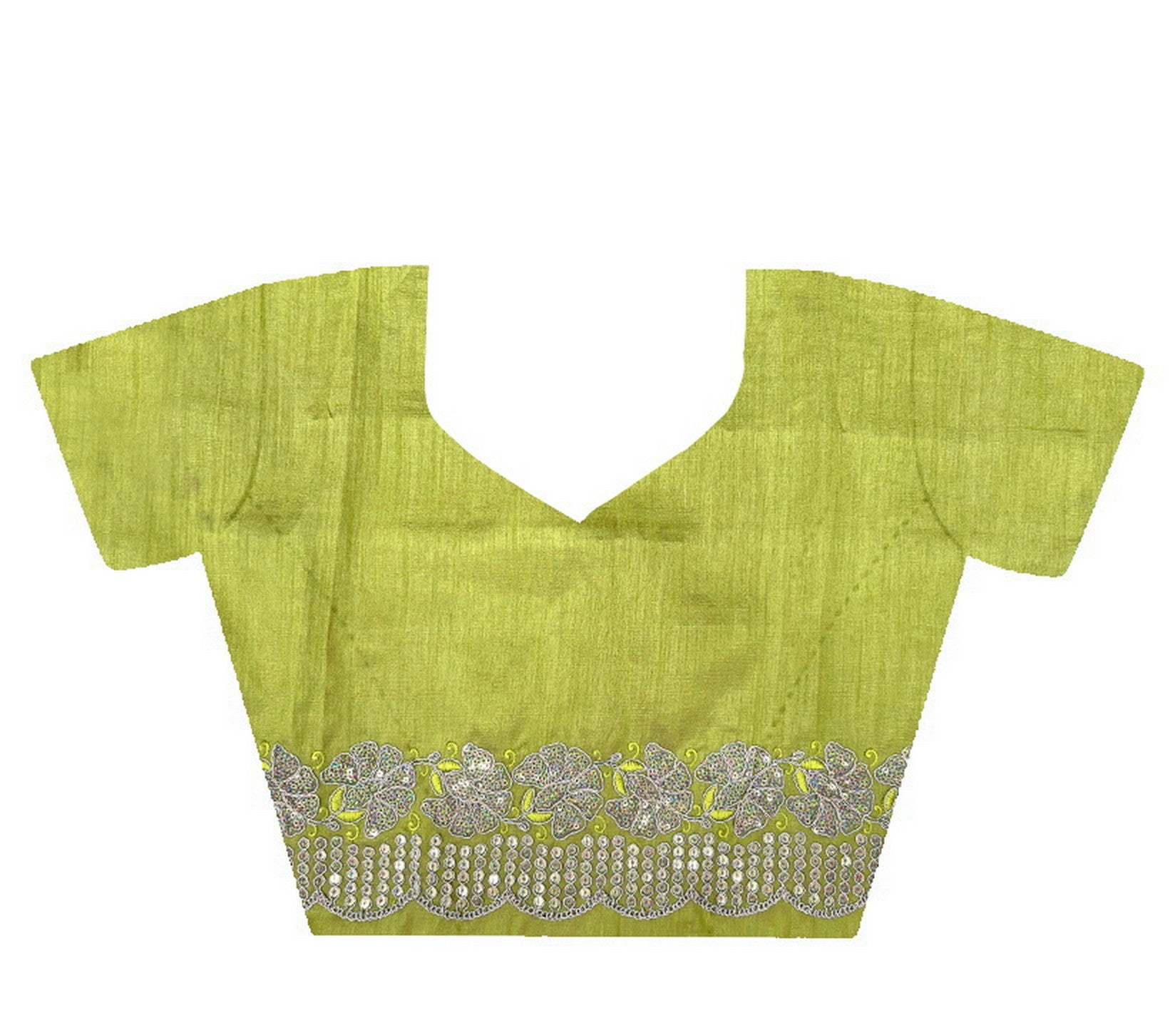 Yellow Gold Crunchy Saree With Sequins Embroidery And Cut Work