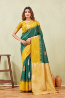 Yellow Green Banarasi Silk Saree with Rich Pallu & Elegant Jacquard Jari Work