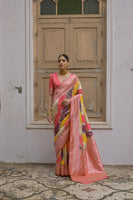 Yellow Handloom Woven Kadwa Style Designer Banarasi Silk Saree